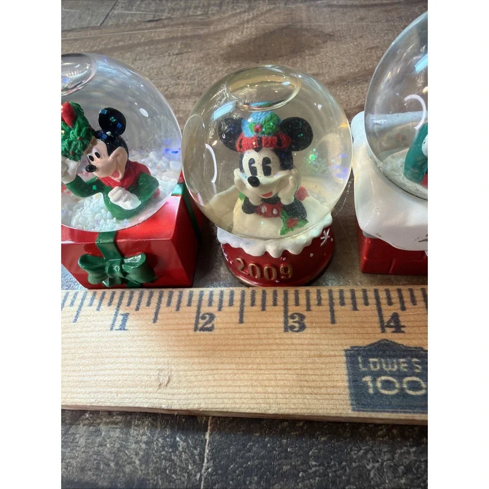 Lot of 4 Vintage Disney JCPenney Mickey Mouse Christmas Miniature Snow Globes